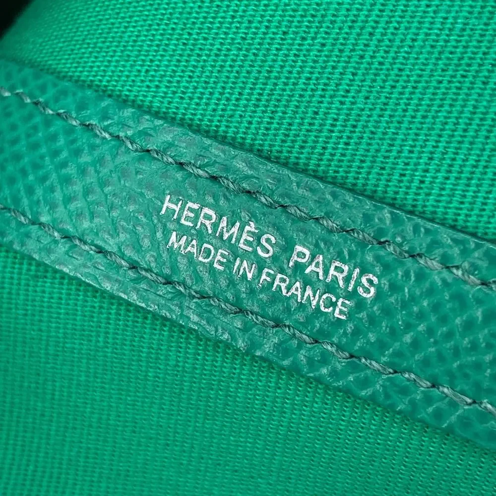 Hermès Garden Party PM Tote Bag blue aztec Vert Jade Toile Officier Veau Epsom - Picture 12 of 16